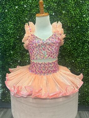 Peach Sequin Ballet Tutu Dress for Kids - Sparkle Two-Piece Costume